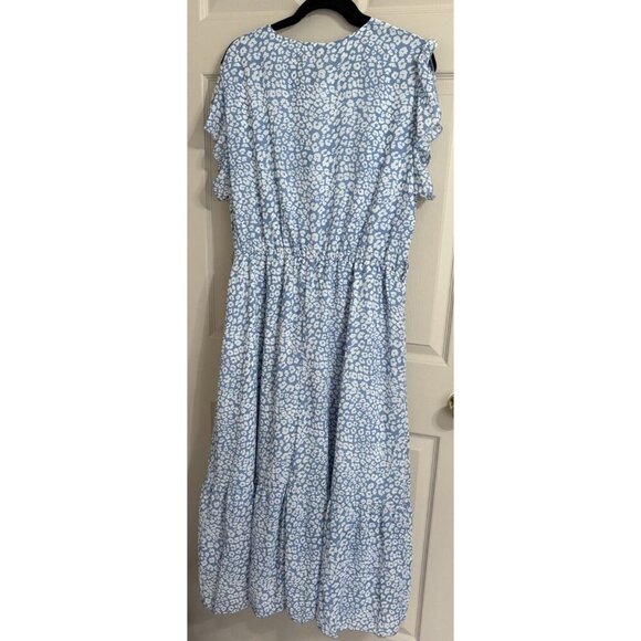 Pretty Garden XXL Dress Boho Blue Floral With Belt NWT - Picture 4 of 4